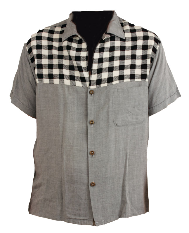 Lot Detail - Elvis Presley Worn 1950's Black and White Checked Sport Shirt