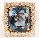 Elvis Presley Worn 14kt Blue Topaz and Diamond Nugget Ring