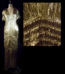 Linda Evans Dynasty Worn Andre Van Pier Custom Made Gold Lamé Dress