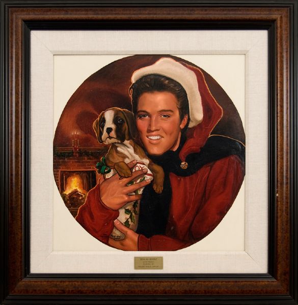 Elvis Presley "Hound Dog Christmas" Oil Painting by Ralph Wolfe Cowan