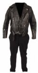 Elvis Presley Iconic Worn Harley Davidson Leather Motorcycle Jacket and Custom Made Tuxedo Pants