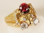 Elvis Presley Owned & Worn Diamond & Garnet 14KT Gold Astrological Sign Ring 