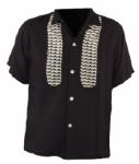 Elvis Presley Owned and Worn Custom Made Short Sleeved Shirt with Black and White Design