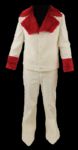 Elvis Presley Owned and Worn Custom Made White Corduroy Jacket With Red Faux Fur Collar and Matching Pants