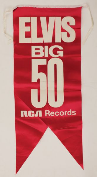 Elvis Big 50 RCA Records Red Satin Flag