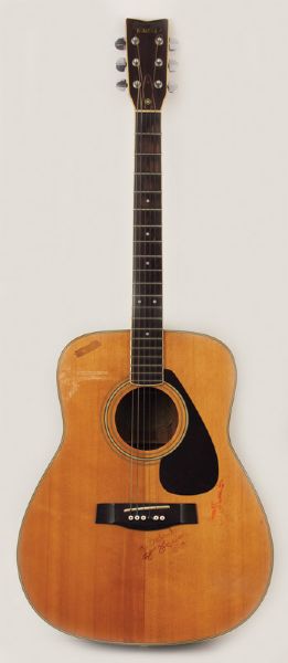 George Harrison Played and Twice Signed Acoustic Guitar & Cassette