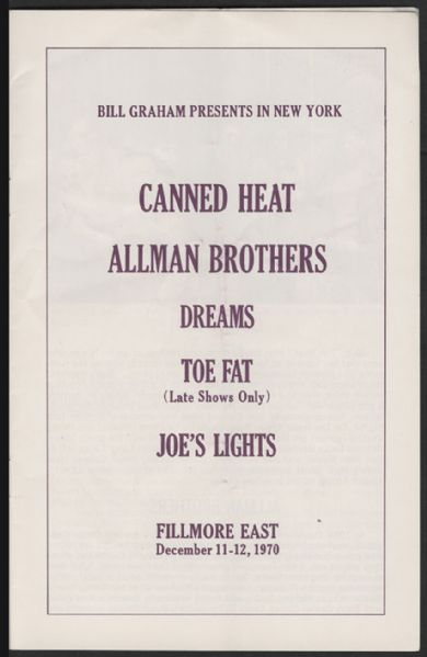 Allman Brothers Fillmore East Original Program