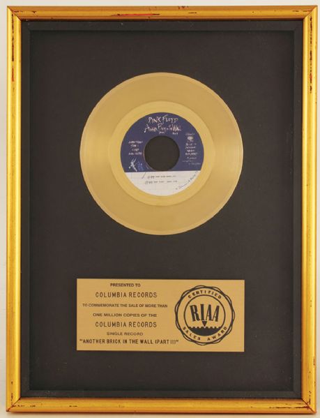 Pink Floyd "Another Brick In The Wall (Part II) RIAA Gold  Award