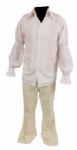 Elvis Presley Owned & Worn IC Costume White Silk Shirt and White Corduroy Pants