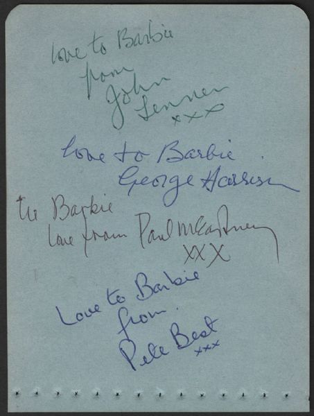 Beatles Signed and Inscribed Autograph Album Page With Pete Best
