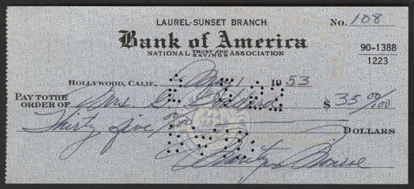Lot Detail - Marilyn Monroe Signed Handwritten Personal Check to Foster ...