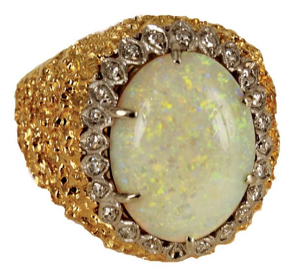 Elvis Presley Stage Worn 18KT Gold Diamond & Opal Ring