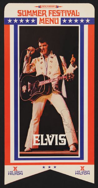 Elvis Presley Twice Signed 1972 Las Vegas Hilton Summer Festival Menu