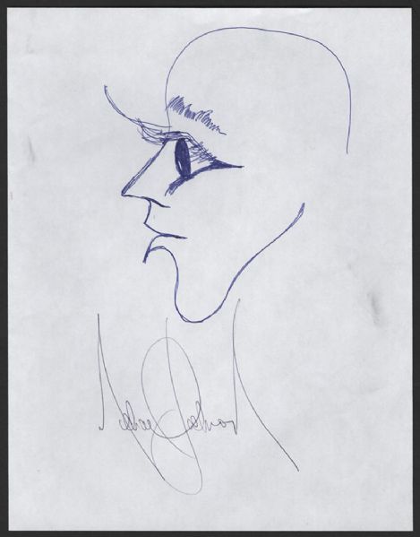 Michael Jackson Signed & Hand Drawn Ink Drawing
