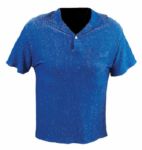 Elvis Presley 1950s Owned & Worn Custom Made Blue Lurex Short-Sleeved Shirt