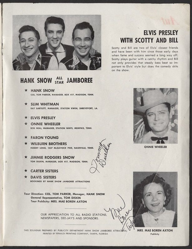 Lot Detail - Elvis Presley Hank Snow Souvenir Program