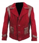 Elvis Presley Owned & Worn Red Corduroy Leather Jacket