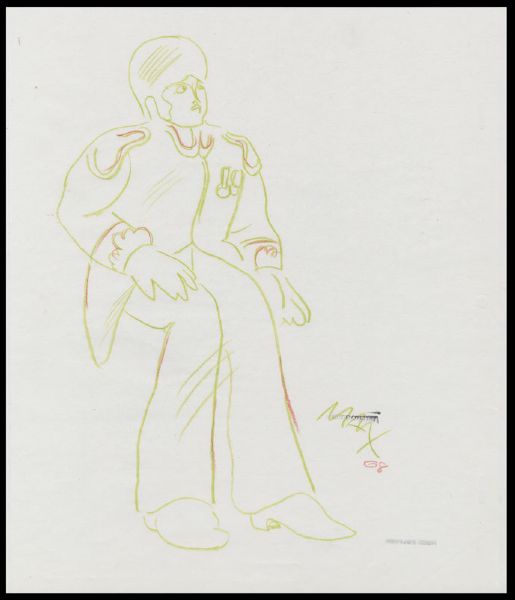 Beatles Original Peter Max Signed "Yellow Submarine" Drawing