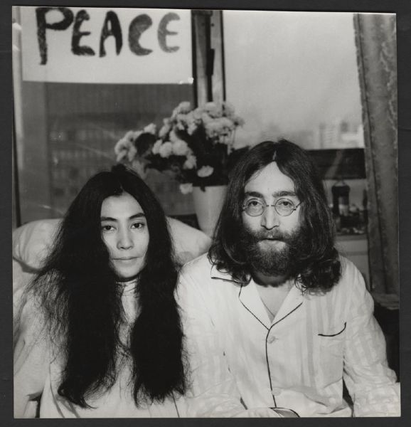 John Lennon & Yoko Ono Rare Unpublished 1969 Montreal Bed-In Original Photograph