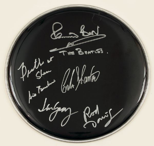 Beatles Quarrymen & Pete Best Signed Drumhead