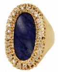 Elvis Presley Owned and Worn Diamond and Lapis 18kt Gold Ring