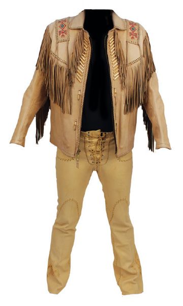 Elvis Presley Owned and Worn Leather Indian Jacket and Pants 