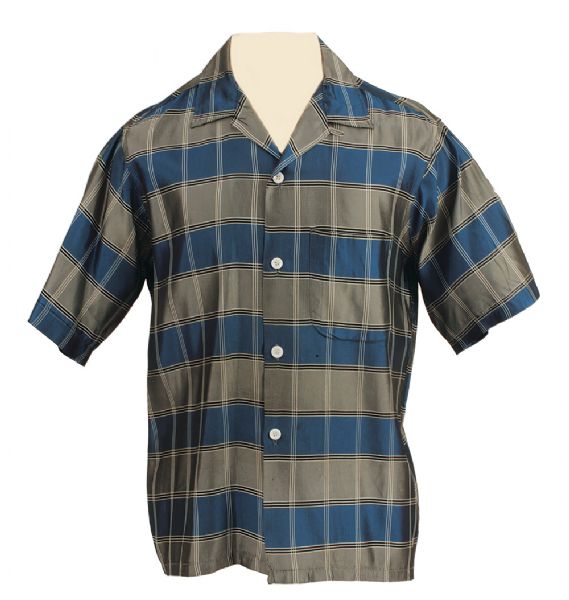 Lot Detail - Elvis Presley 1950's Worn Blue and Green Plaid Shirt