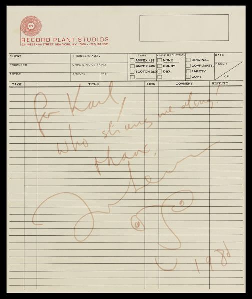 John Lennons Last Autograph