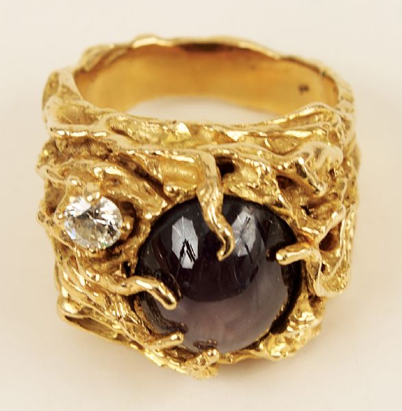 Vintage Solid 18K Yellow Gold Black Star Sapphire Cluster Ring Size 5 -  Grapes!! | eBay