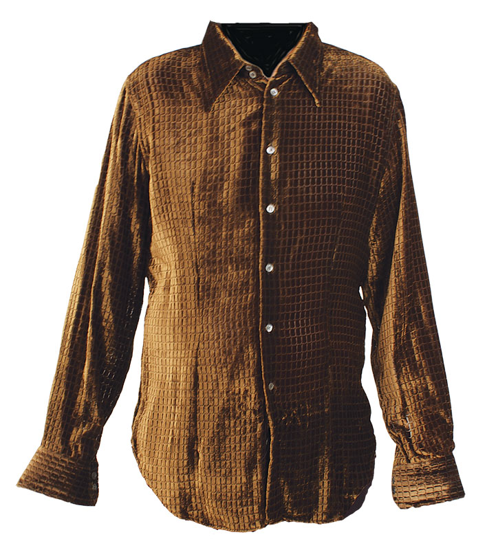 Lot Detail - Steven Tyler Owned & Worn Brown (Velvet) Shirt