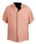 Elvis Presley 1950s Owned and Worn Custom Made Pink Gabardine Shirt