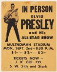 Elvis Presley Original 1957 Multnomah Stadium Concert Poster