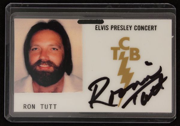Ronnie Tutt Signed Original Elvis Presley 1977 Tour TCB ID Badge
