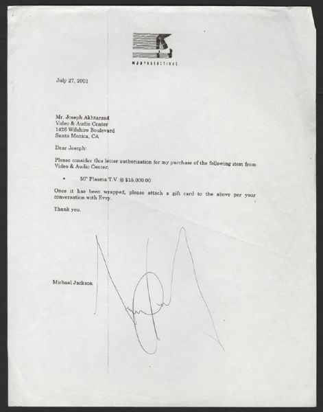 Michael Jackson Signed Letter