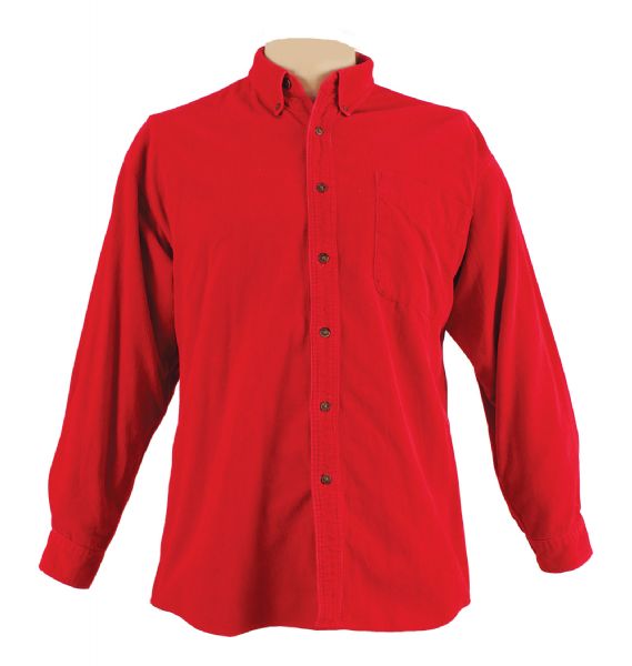 Michael Jackson Owned & Worn Red Corduroy Shirt