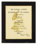 The Beatles "I Want to Hold Your Hand" Grammy Nomination Plaque