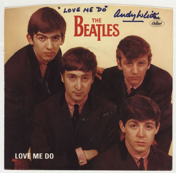 Andy White "Love Me Do" Signed and Inscribed Record Sleeve