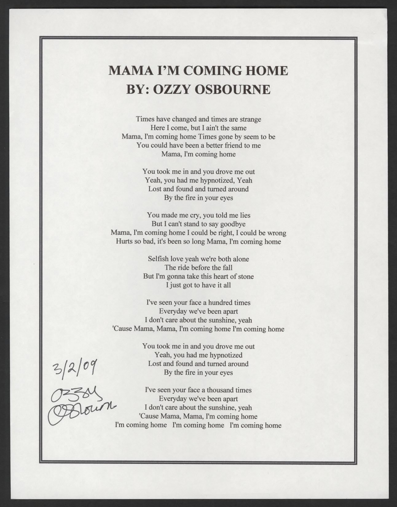 Im Coming Home Lyrics