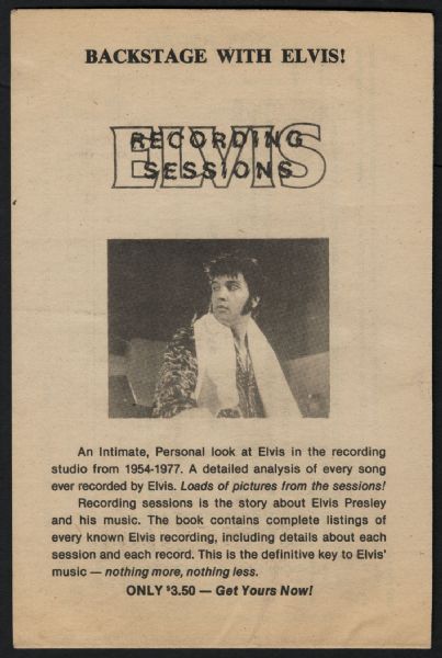 Elvis Presley Original Elvis Rarities Mail Order Paper Booklet