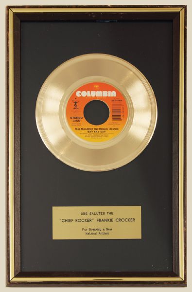 Paul McCartney & Michael Jackson Original "Say Say Say" Gold Record Award Presented to Frankie Crocker