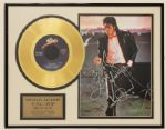 Michael Jackson Signed "Billie Jean"  Limited Edition 24Kt Gold Record Award