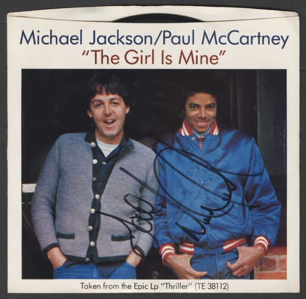 Michael Jackson Signed "The Girl Is Mine" 45 Record Sleeve