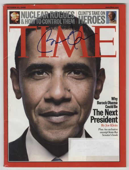 Barack Obama Signed "Time" Magazine