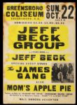 Jeff Beck Group Original Greensboro Coliseum Concert Poster