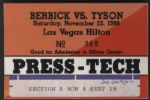 Joe Jacksons Original Backstage Pass to Berbick vs. Tyson Fight at Las Vegas Hilton