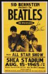 Beatles Promoter Sid Bernstein Signed Shea Stadium Mini Poster