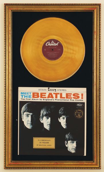 "Meet The Beatles" Original Gold Record Display