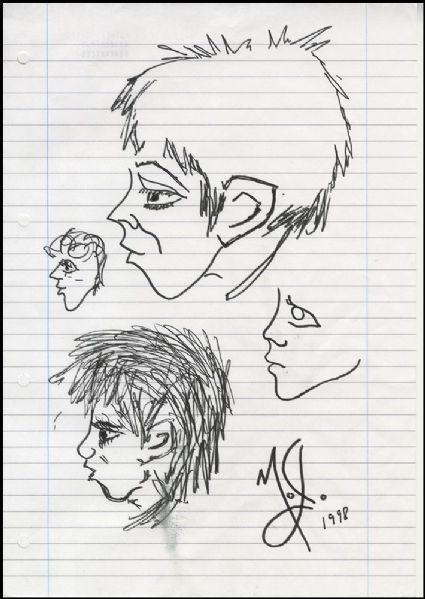 Michael Jackson Initialed Original Drawing of Portraits