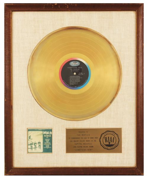 The Beatles "Something New" Original RIAA White Matte Gold LP Record Award