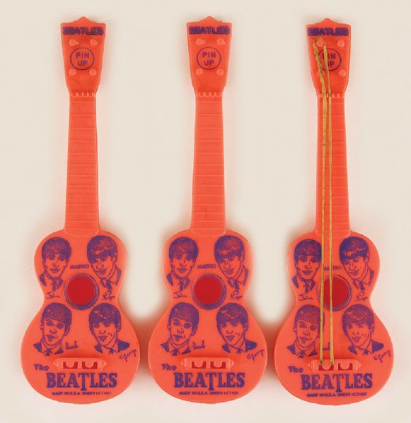 The Beatles Vintage Mastro Pin Up Guitar Brooch Set